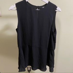 🌈UNIQLO: Black Sleeveless Peplum Top